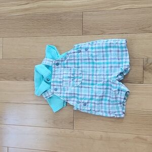 Aqua summer shortalls baby boy